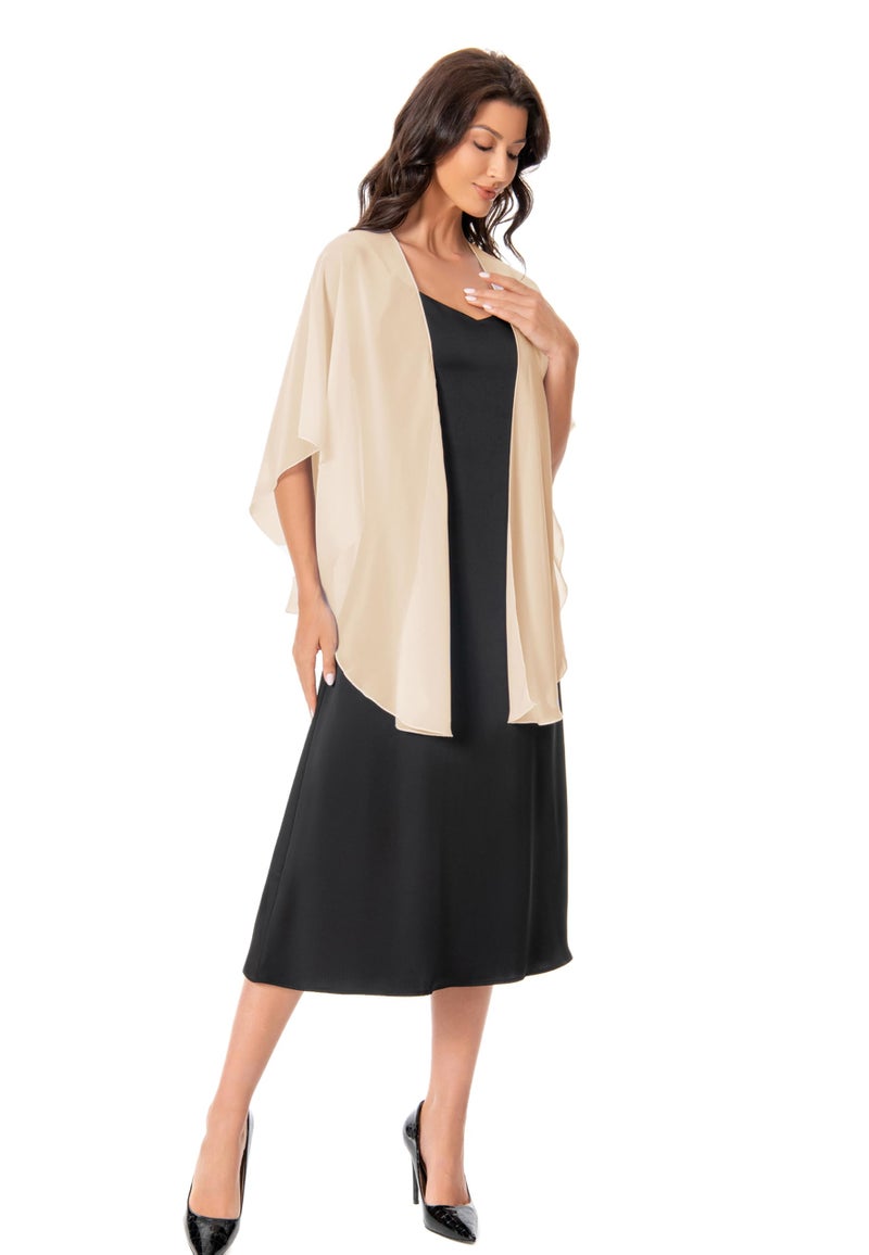 Hotshawl Womens Chiffon Shawls and Wraps, Wedding Party Shawl Scarf for Evening Dresses (Champagne) - Image 5
